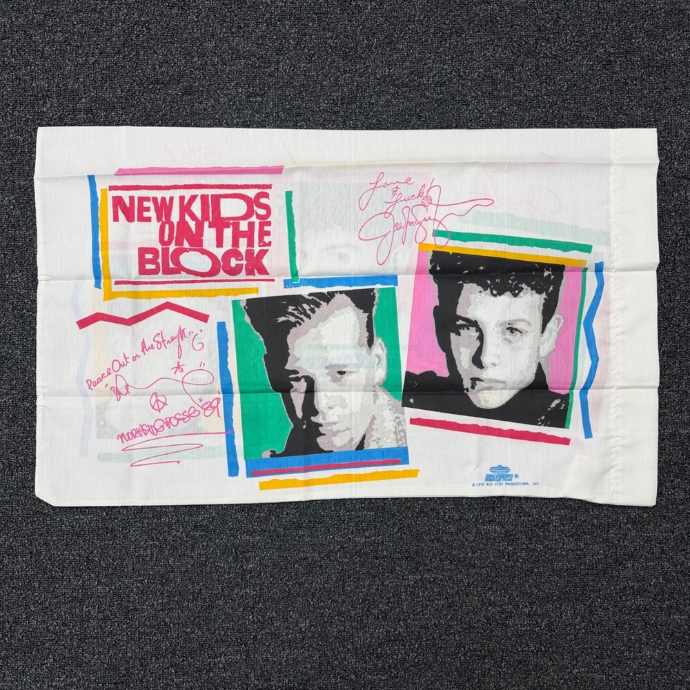 Vintage 1990 New Kids on the Block NKOTB Pillowcase Rock Express Bibb Co USA